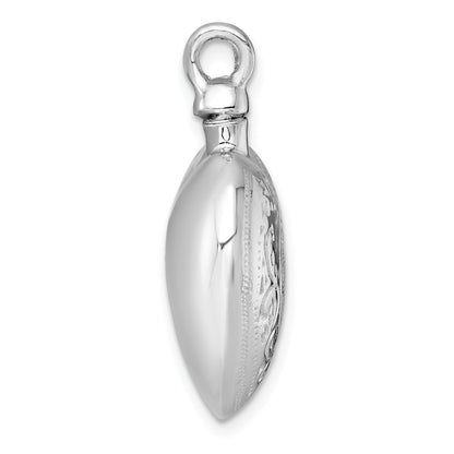 Sterling Silver Rhodium-plated Heart with Center Heart Design Ash Holder Pendant