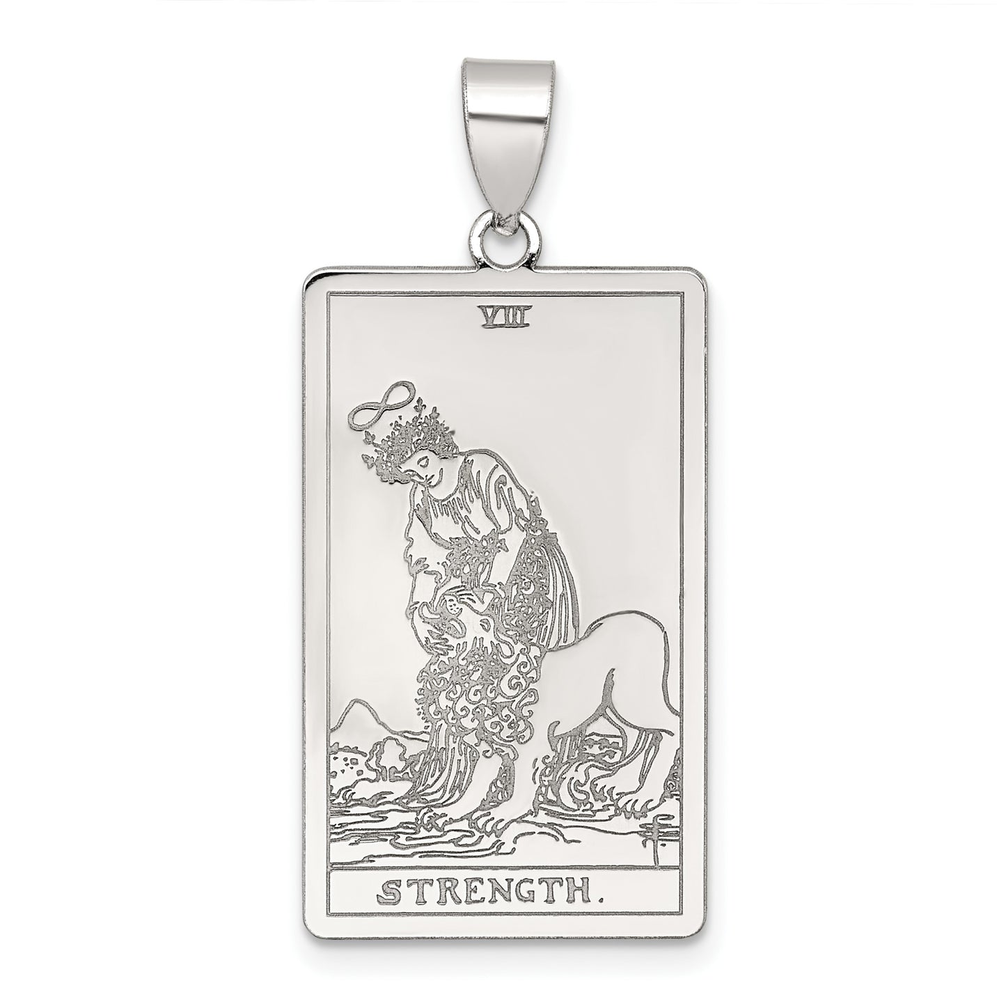 Sterling Silver Strength Tarot Card Pendant