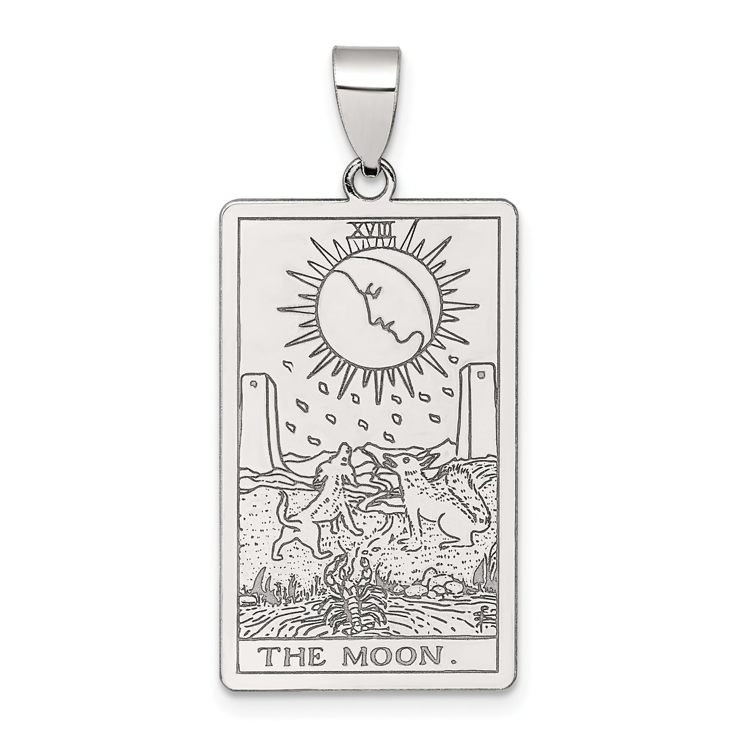 Sterling Silver The Moon Tarot Card Pendant