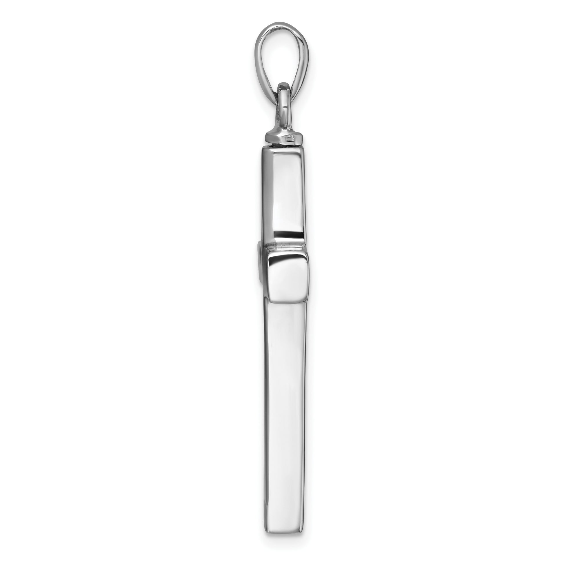 Sterling Silver Rhodium-plated Polished Latin Cross with Enameled Heart Ash Holder Pendant