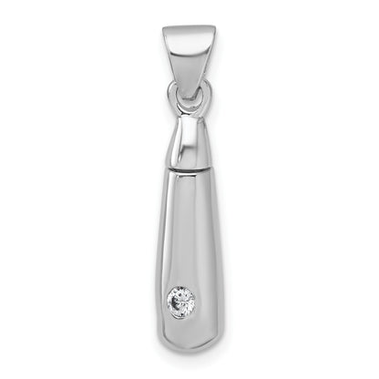 Sterling Silver Rhodium-plated Polished CZ Ash Holder Pendant