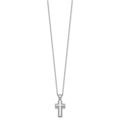 Sterling Silver Rhodium-plated Polished 18 inch Cross Ash Holder Necklace