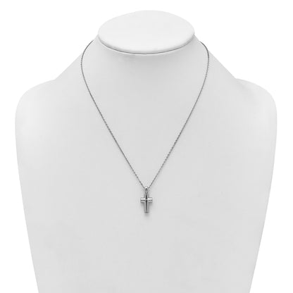 Sterling Silver Rhodium-plated Polished 18 inch Cross Ash Holder Necklace