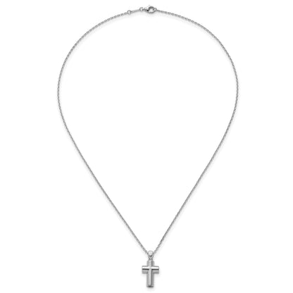 Sterling Silver Rhodium-plated Polished 18 inch Cross Ash Holder Necklace