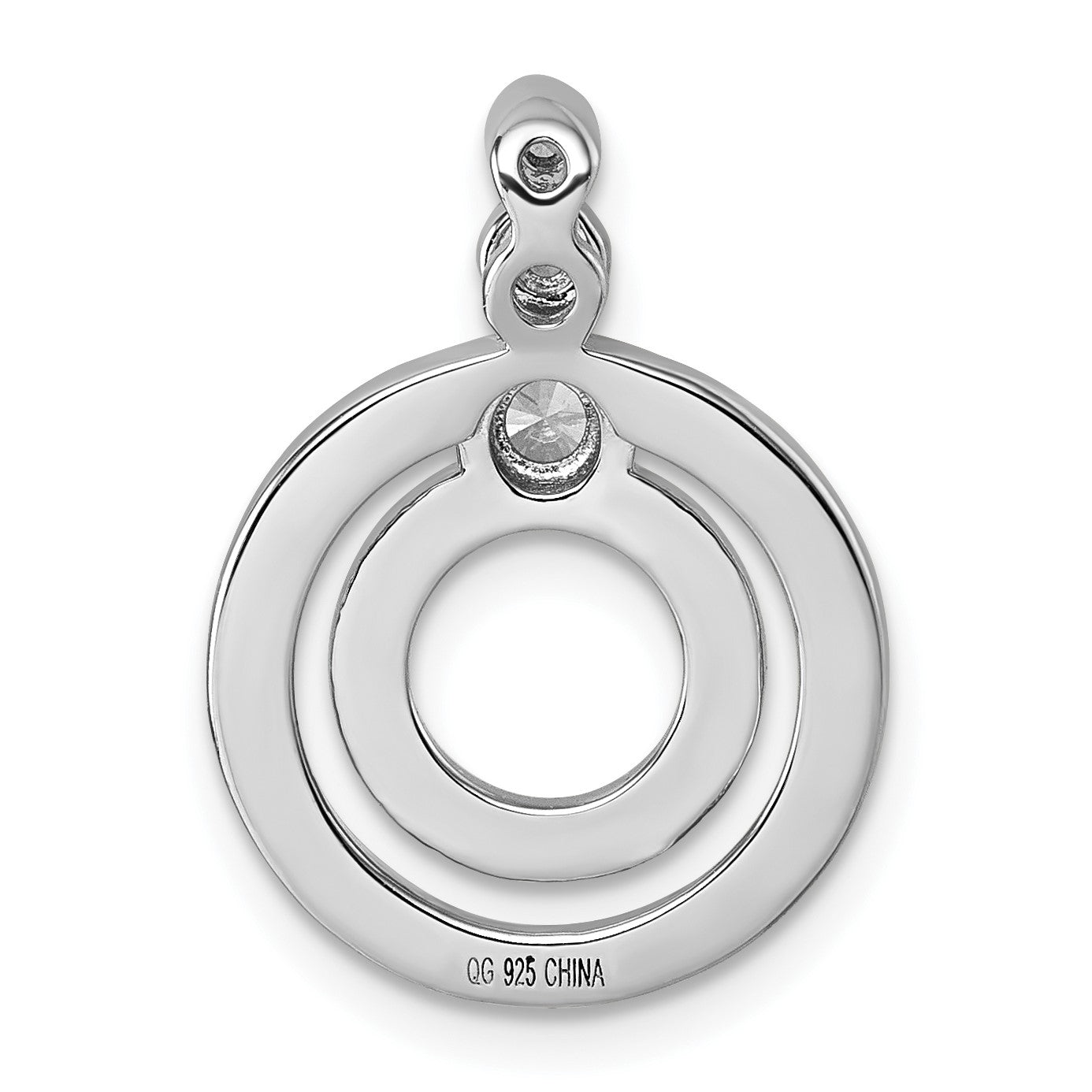 Sterling Silver Rhodium-plated CZ with Black and Red Enameled Circles Pendant