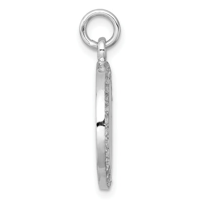 Sterling Silver Rhodium-plated Polished CZ Engraveable Circle Pendant