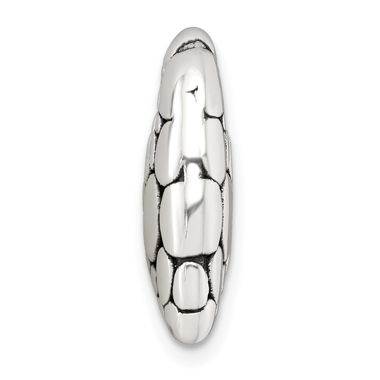 Sterling Silver Polished and Antiqued Pebbled Heart Chain Slide Pendant