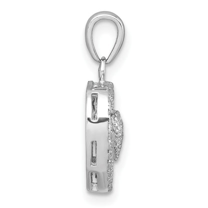 Sterling Silver Rhodium-plated White CZ Heart Pendant