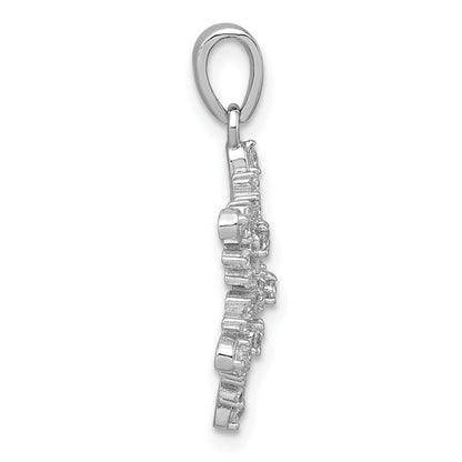 Sterling Silver Rhodium-plated Polished CZ Snowflake Pendant