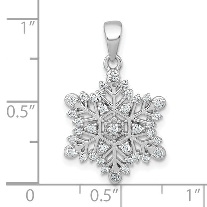 Sterling Silver Rhodium-plated Polished CZ Snowflake Pendant
