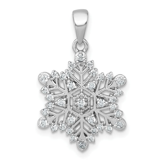 Sterling Silver Rhodium-plated Polished CZ Snowflake Pendant