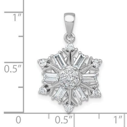 Sterling Silver Rhodium-plated Polished CZ Snowflake Pendant