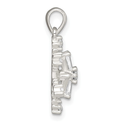 Sterling Silver Polished CZ Snowflake Pendant