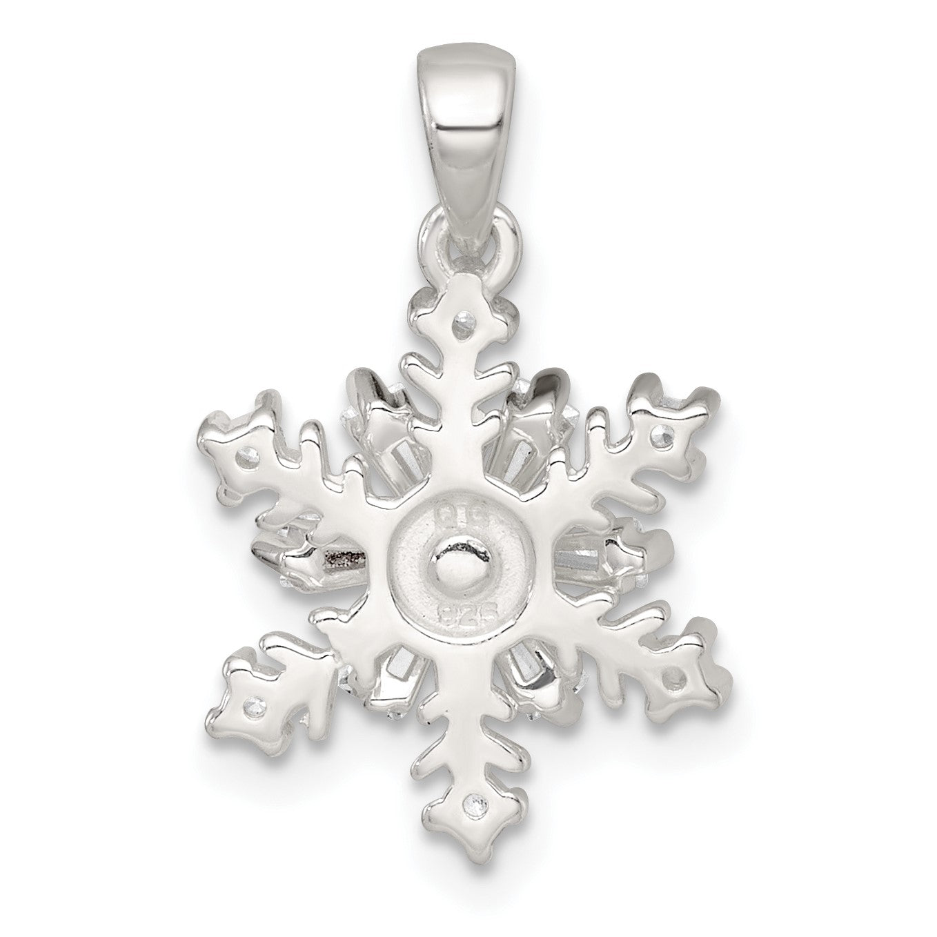 Sterling Silver Polished CZ Snowflake Pendant