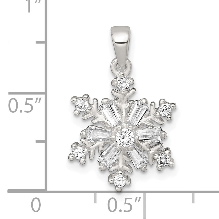Sterling Silver Polished CZ Snowflake Pendant