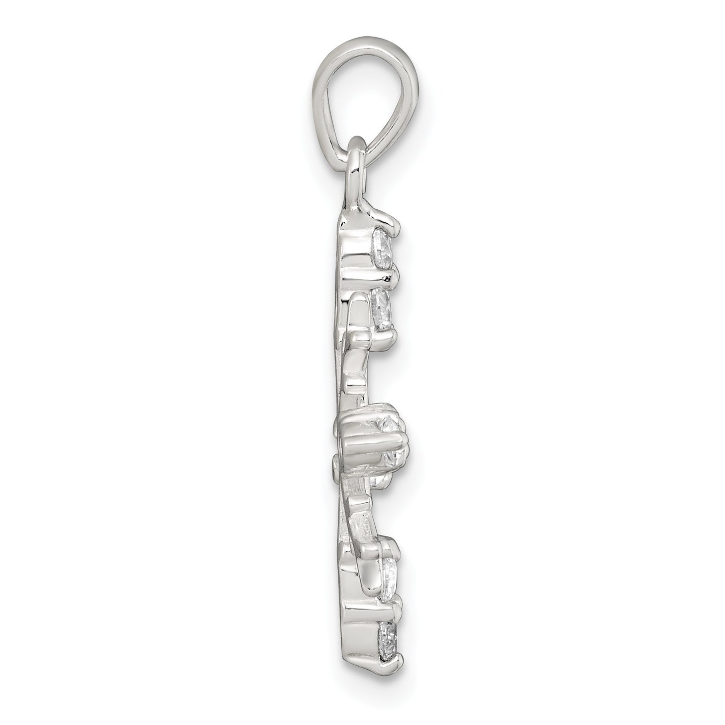 Sterling Silver Polished CZ Snowflake Pendant