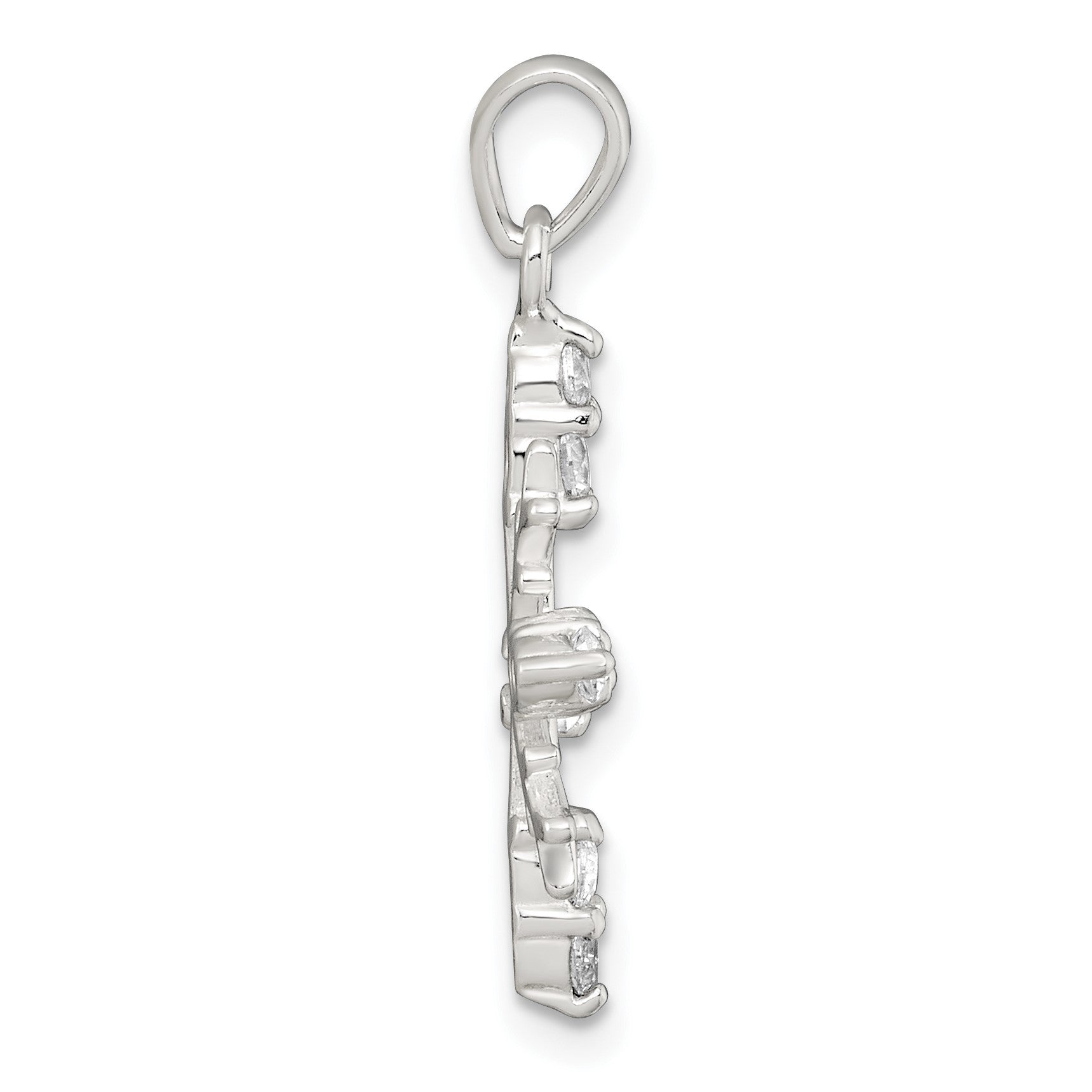 Sterling Silver Polished CZ Snowflake Pendant
