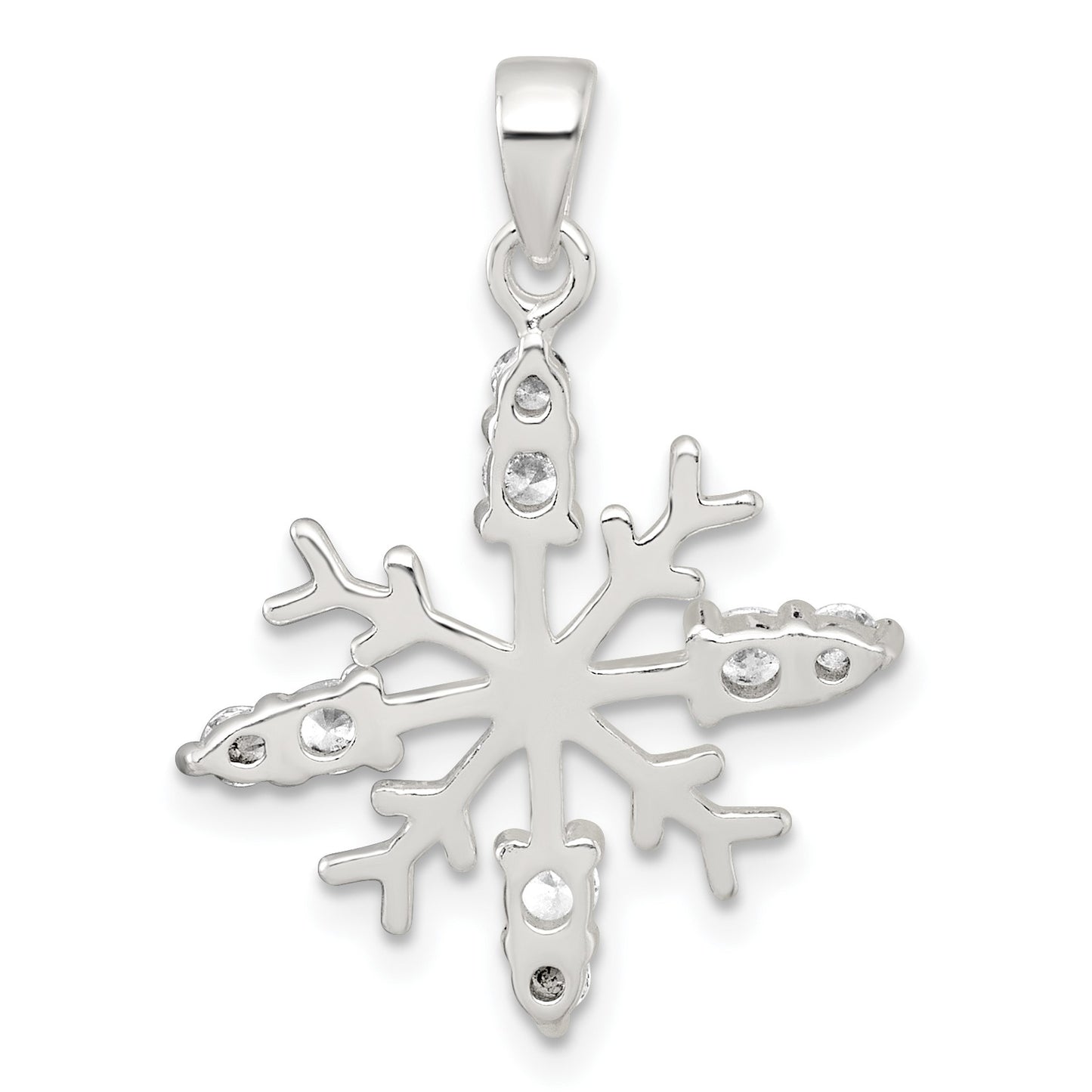 Sterling Silver Polished CZ Snowflake Pendant