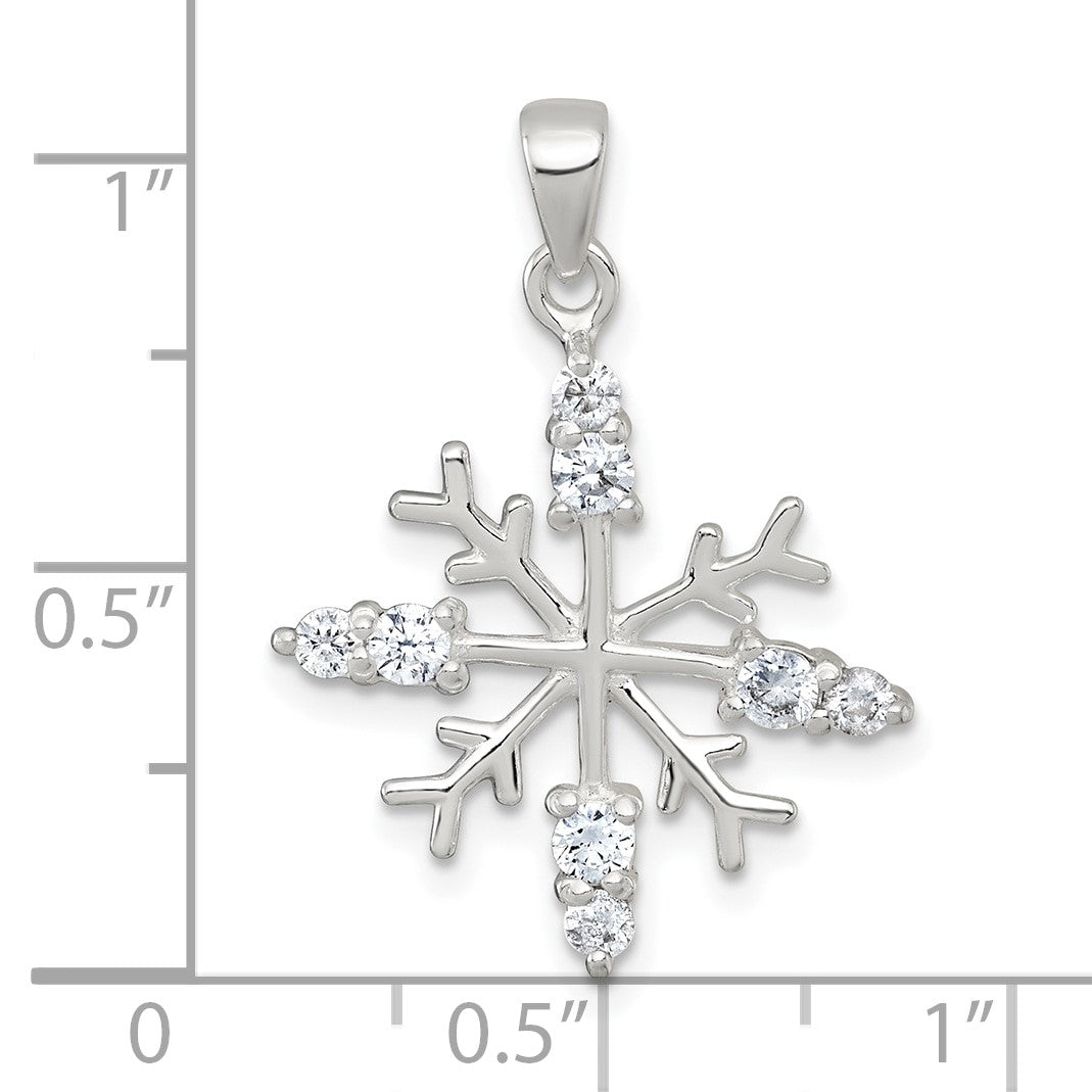 Sterling Silver Polished CZ Snowflake Pendant