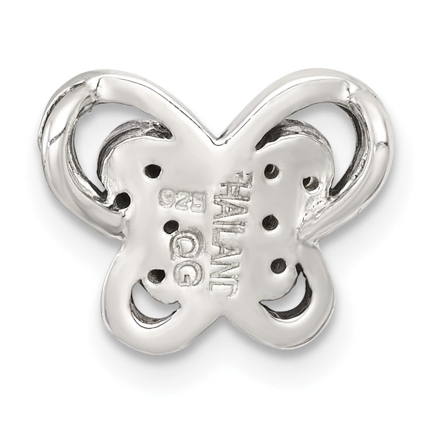 Sterling Silver Antiqued Marcasite Butterfly Chain Slide Pendant