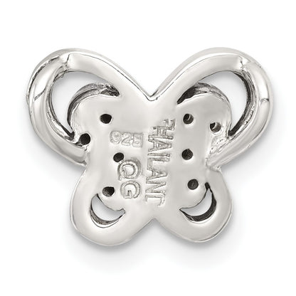 Sterling Silver Antiqued Marcasite Butterfly Chain Slide Pendant