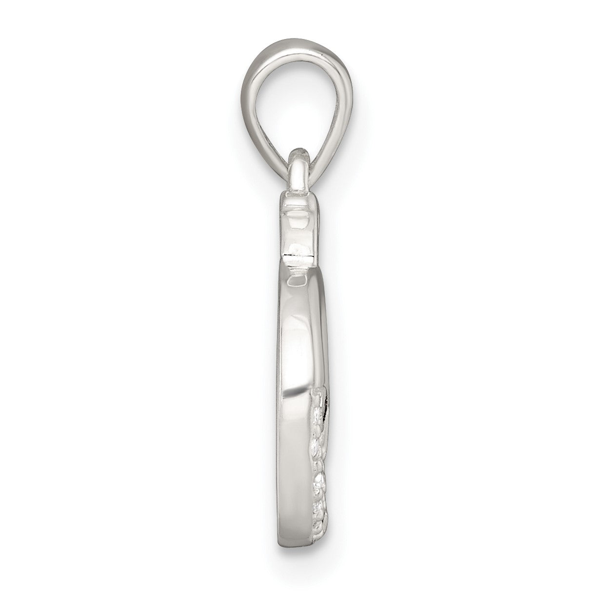 Sterling Silver Polished Pink and White CZ Cut-out Whale Pendant