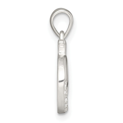 Sterling Silver Polished Pink and White CZ Cut-out Whale Pendant
