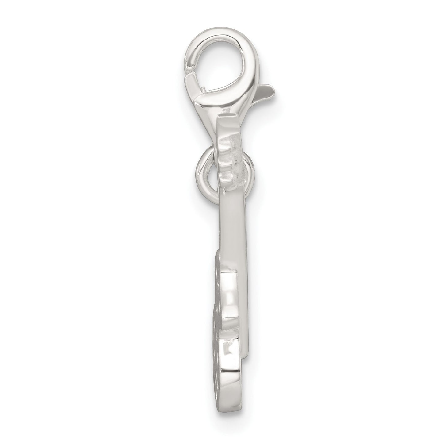 Sterling Silver Polished CZ Guitar with Lobster Clasp Charm