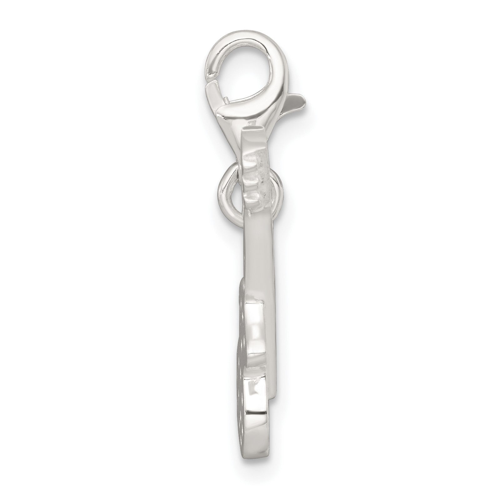 Sterling Silver Polished CZ Guitar with Lobster Clasp Charm