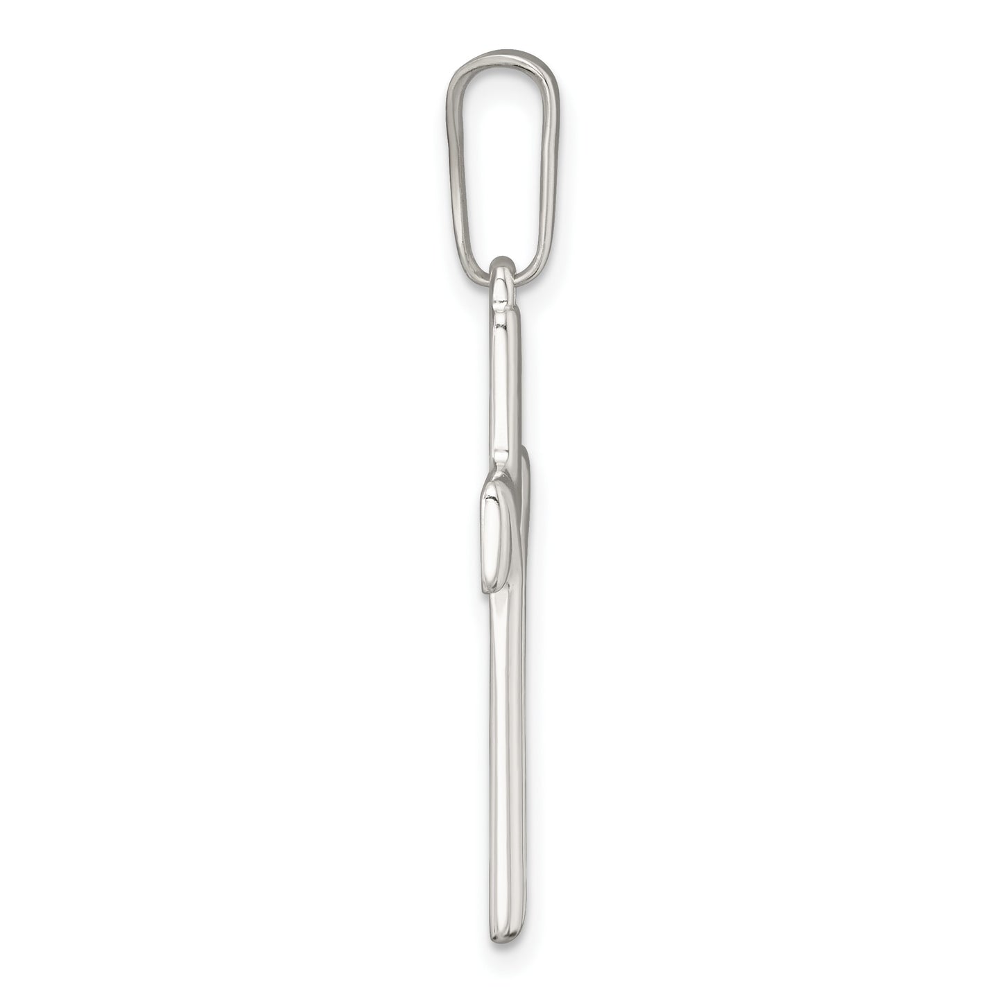 Sterling Silver Polished and Grooved Latin Cross Pendant