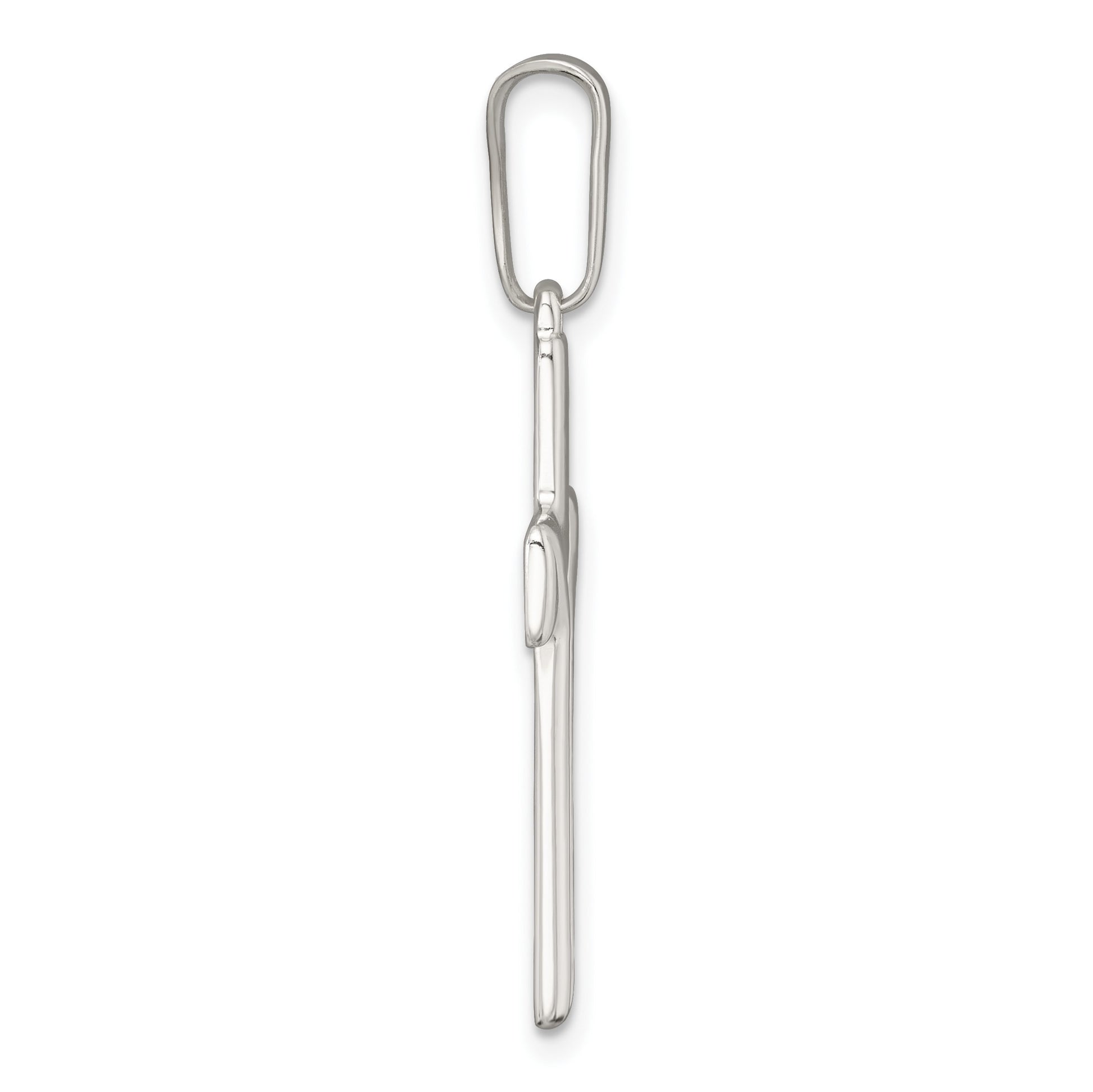 Sterling Silver Polished and Grooved Latin Cross Pendant