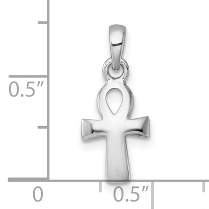 Sterling Silver Rhodium-plated Polished Small Ankh Cross Pendant