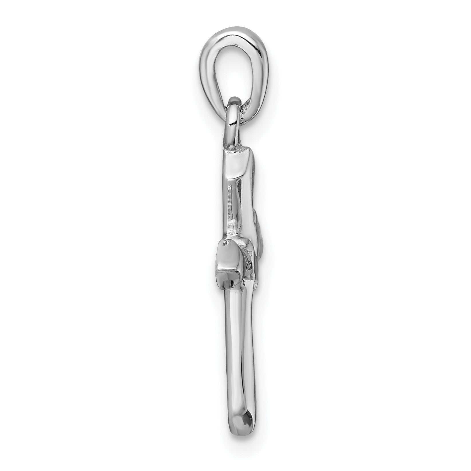 Sterling Silver Rhodium-plated Polished Cross With Dove Pendant