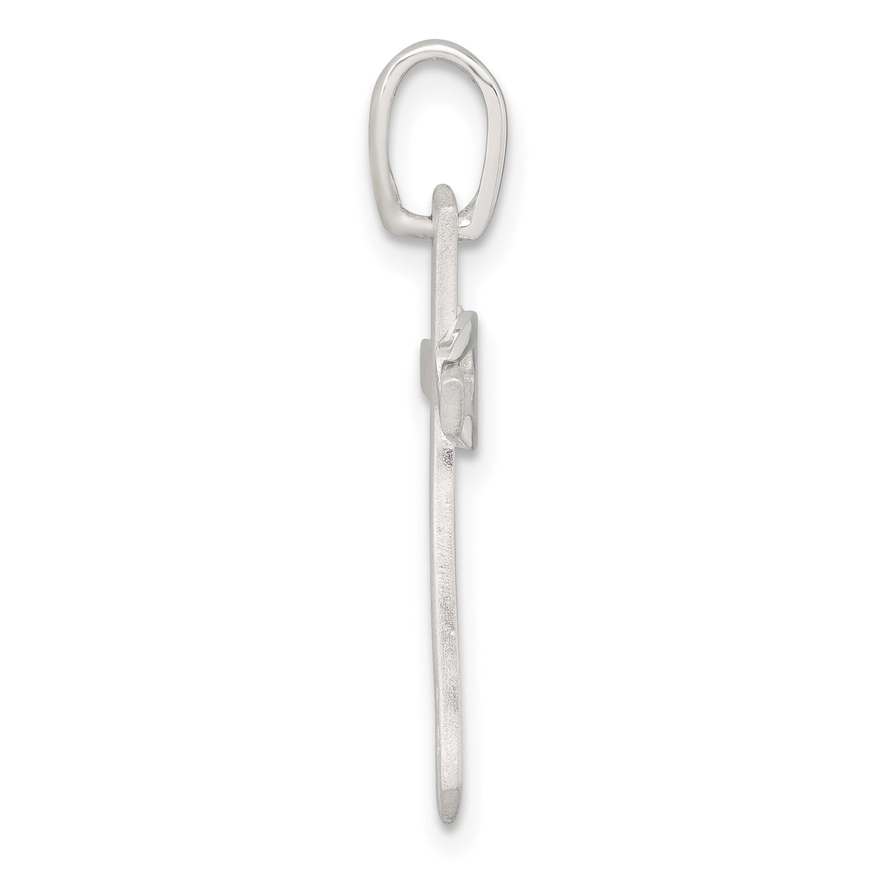 Sterling Silver Brushed Cross with Polished Ichthus Fish Pendant