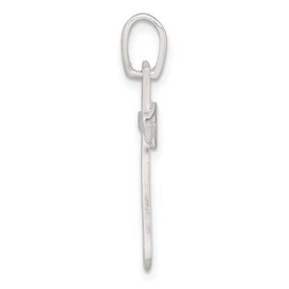 Sterling Silver Brushed Cross with Polished Ichthus Fish Pendant
