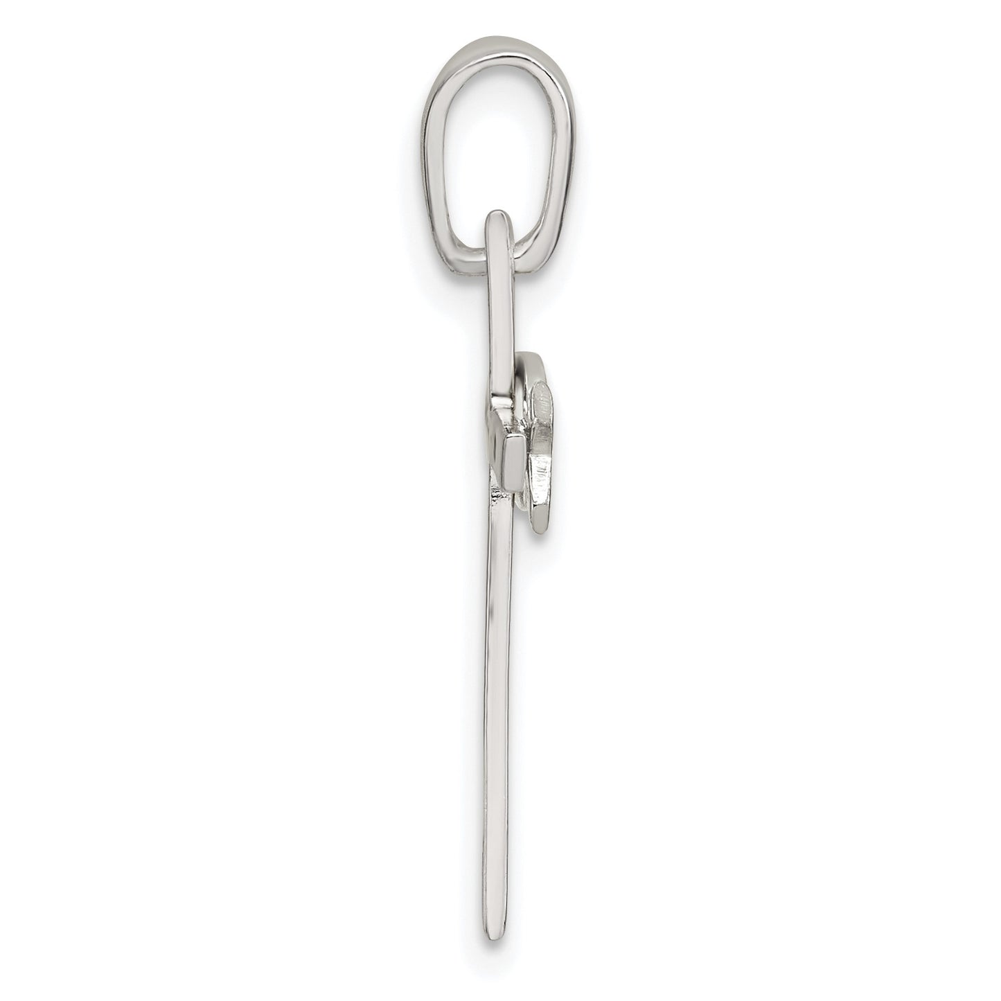 Sterling Silver Polished Cross with Brushed Ichthus Fish Pendant