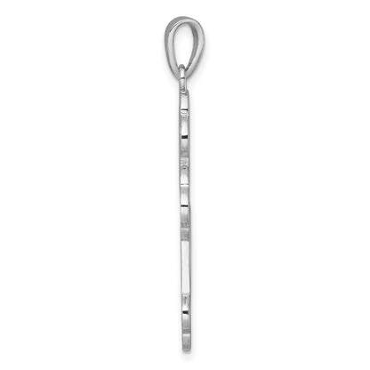 Sterling Silver Rhodium-plated Polished Cutout Budded Cross Pendant