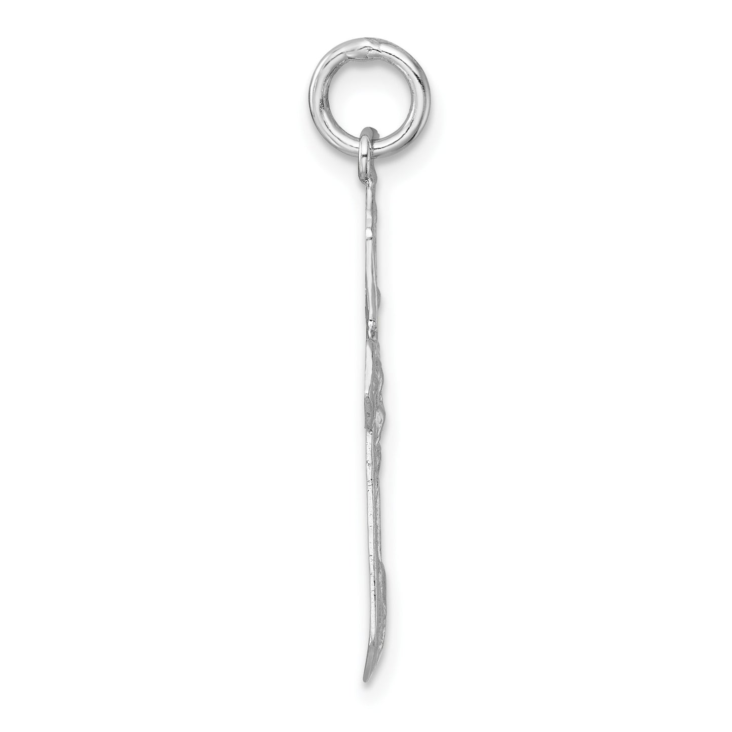 Sterling Silver Rhodium-plated Polished And Textured Crucifix Pendant