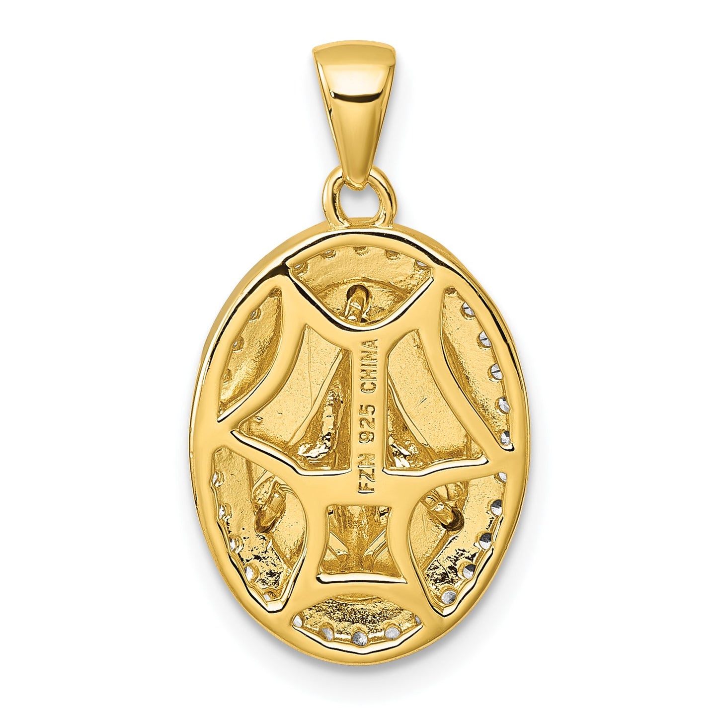 Sterling Silver Gold-tone and Rhodium-plated Polished Miraculous Medal Pendant
