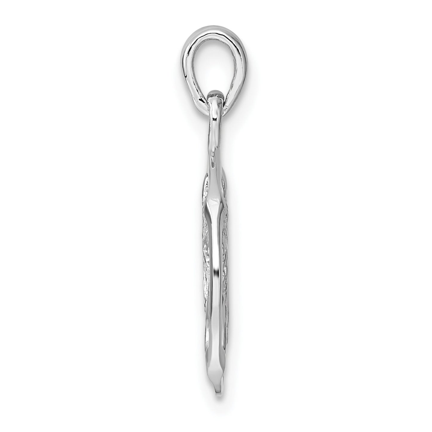 Sterling Silver Rhodium-plated Polished Reversible Leo Lion in Circle Zodiac Pendant