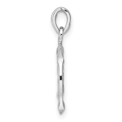 Sterling Silver Rhodium-plated Polished Reversible Virgo in Circle Zodiac Pendant