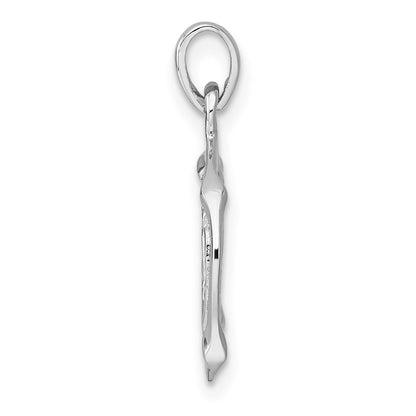 Sterling Silver Rhodium-plated Polished Reversible Aquarius in Circle Zodiac Pendant