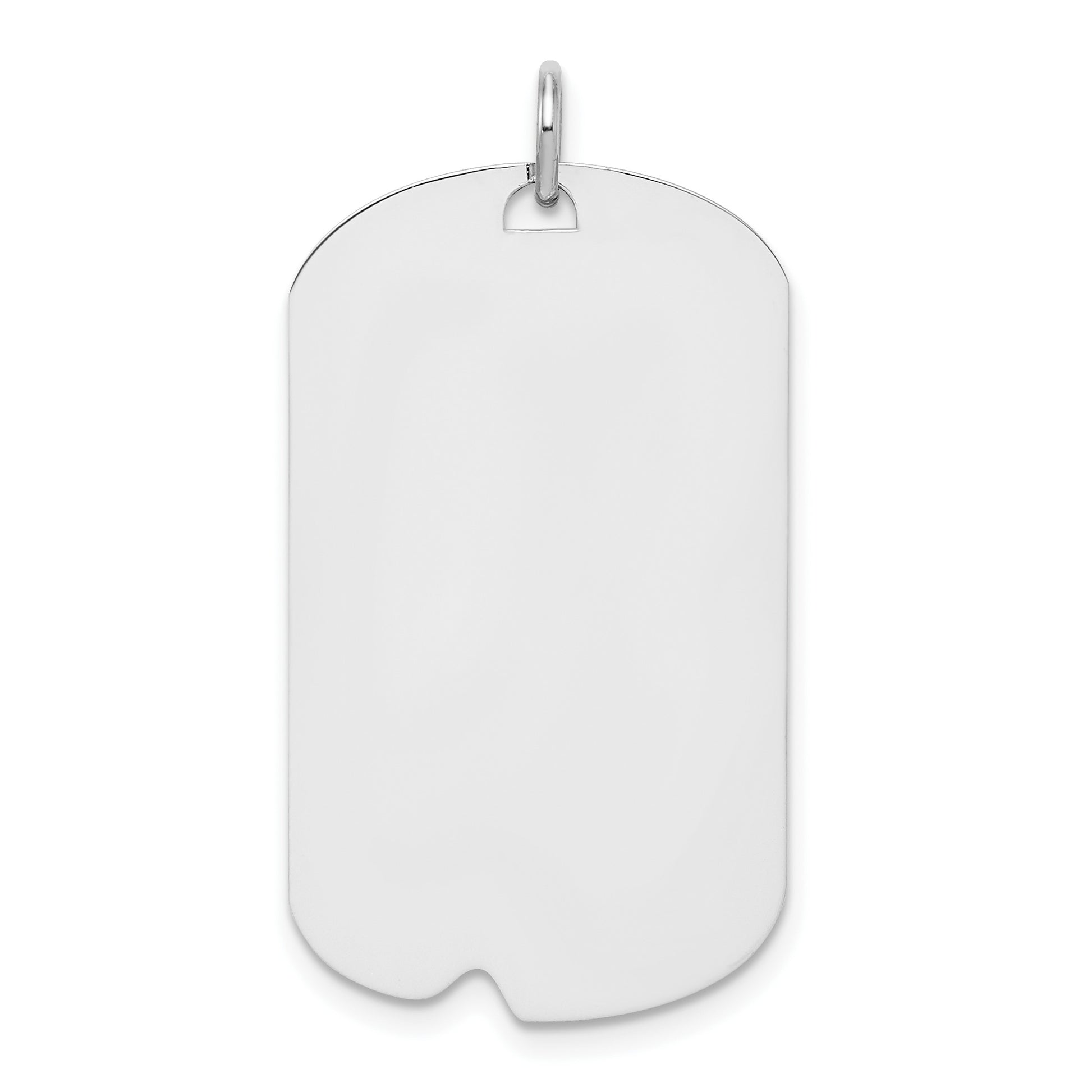 SSilver Rhodium-plated Polished Front/Satin Back Engravable Dog Tag