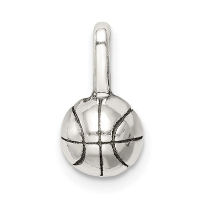 Sterling Silver Antiqued Basketball Charm