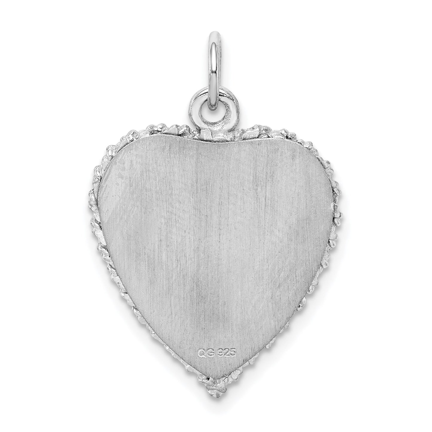 SS Rh-plt Happy Anniversary Polished Front/Satin Back Disc Charm