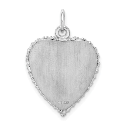 SS Rh-plt Happy Anniversary Polished Front/Satin Back Disc Charm