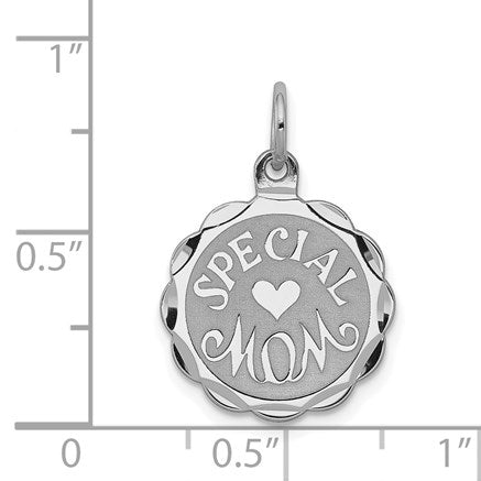 Sterling Silver Rhodium-plated Special Mom Disc Charm