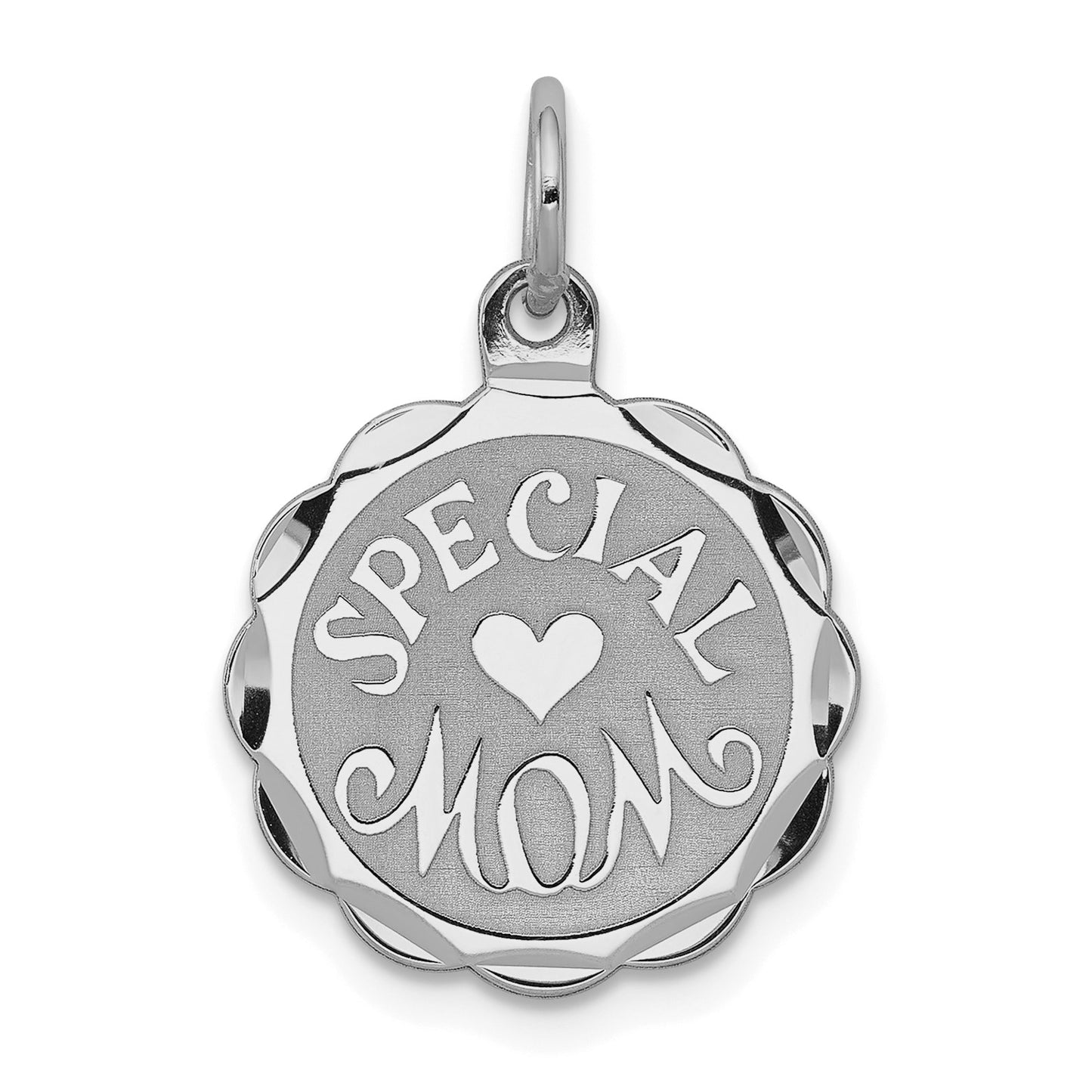 Sterling Silver Rhodium-plated Special Mom Disc Charm