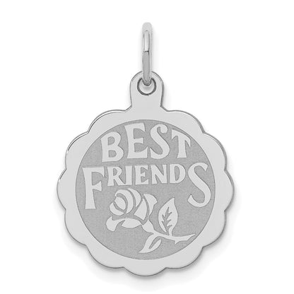 Sterling Silver Rhodium-plated Best Friends Disc Charm