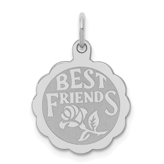 Sterling Silver Rhodium-plated Best Friends Disc Charm